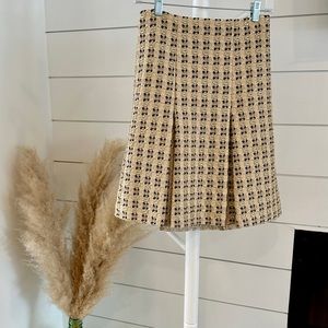 Prada Spring 2002 Ready to Wear Gold Brown Embroidered Pleated Knee length Skirt